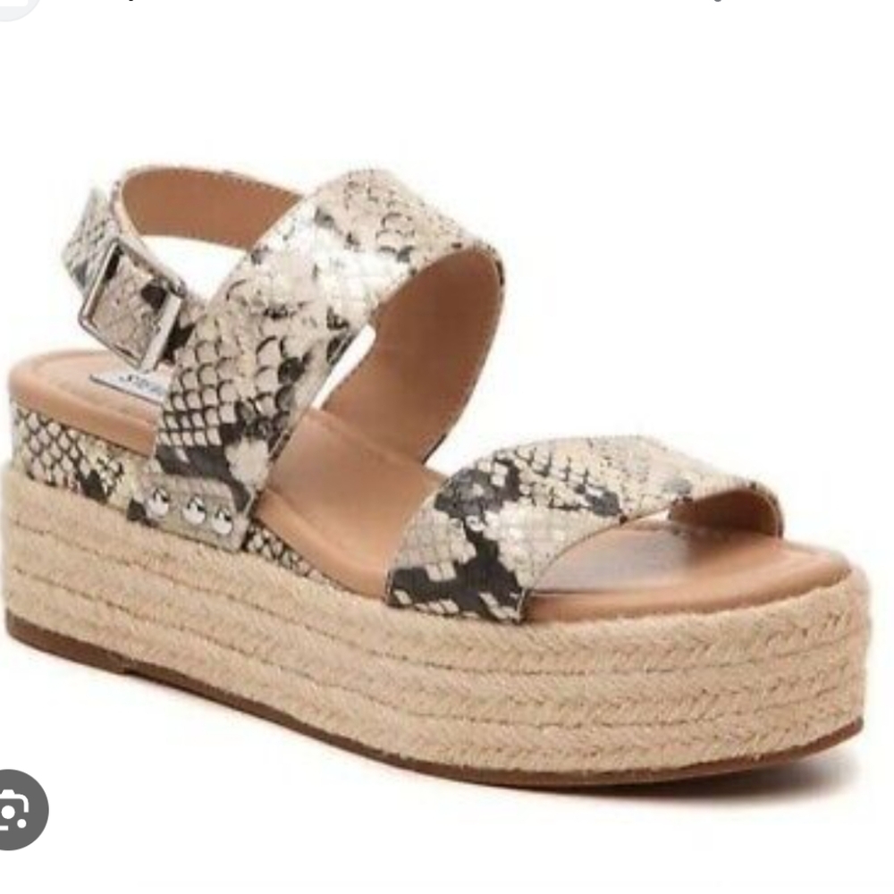 Steve Madden Fifer gold foil espadrille platform sandals